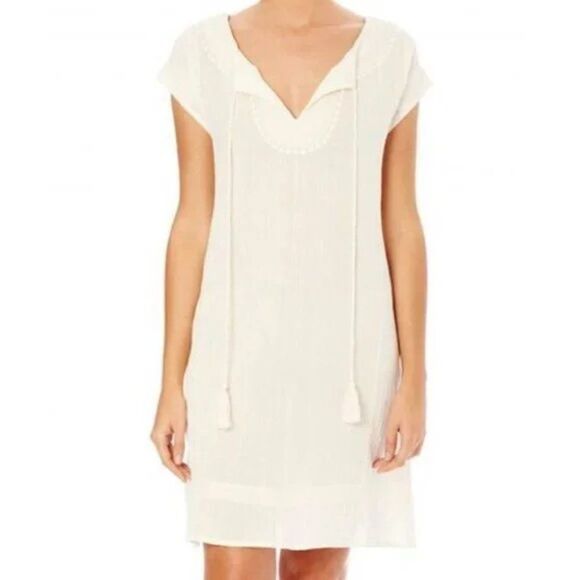 Star Mela Embroidered Organic Cotton Linen Style Dress NWT - Picture 1 of 10
